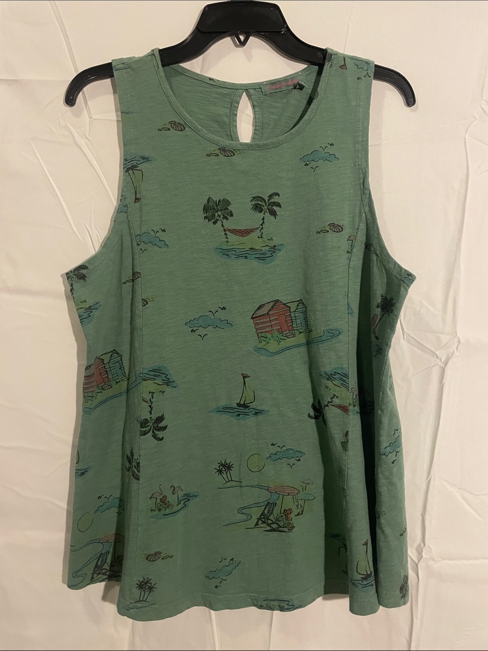 fresh produce Green Tank Top with Beach Print